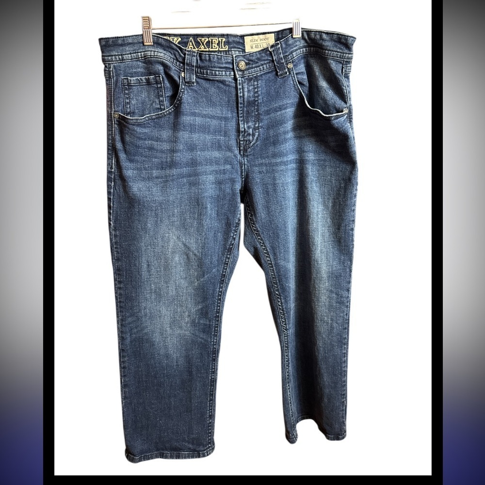 TK Axel Men’s Slim Boot Jeans - Size 40x30 - Dark Wash Denim - 99% Cotton